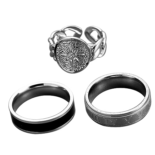 Ipetboom 1 Satz Punk Ringe für Männer Offene Einstellbare Finger Ringe im Street Hip Hop Accessoires für Vielseitig Kombinierbar von Ipetboom