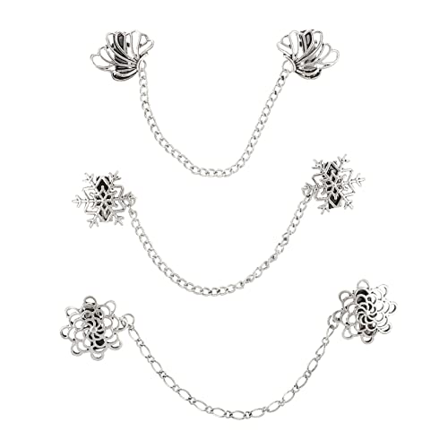 Ipetboom 3 Stücke Retro Anzugkette Hemdkragen Brosche Zinklegierung Stilvolle Kettenbrosche für Männer Vielseitig Einsetzbar für Anzüge und Outfits von Ipetboom