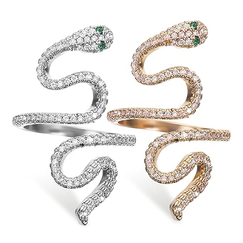 Ipetboom 2stücke Schlangenring Für Frauen Und Männer Gold Silber Verstellbar Langlebig Stilvoller Modeschmuck Für Verschiedene Anlässe Als Geschenk Für Freunde Und Familie von Ipetboom