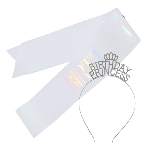 Ipetboom 1satz Kronen-haarreif Und Schärpe Für Frauen Geburtstagskrone Mit Glitzer Und Sash Für Geburtstagsfeiern Und Besondere Anlässe Einzigartiges Accessoire Für Prinzessinnen Und von Ipetboom