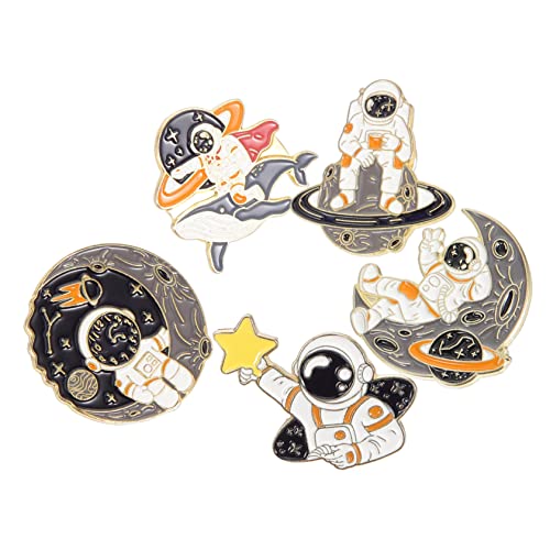 Ipetboom 1 Satz Teiliges Astronauten Broschen Anstecknadeln Für Kleidung Taschen Jacken Metall Emaille Pin Süßes Design Für Für Besondere Anlässe 5 Stück von Ipetboom