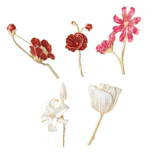 Ipetboom 1 Satz Teiliges Blumenförmige Broschen Legierung Anstecknadel Für Kleidung Dekoration Für Schals Taschen Leicht Tragbar Outfit 5 Stück von Ipetboom