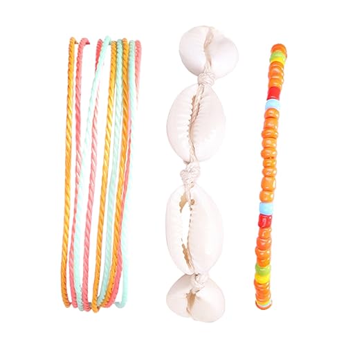 Ipetboom 3stücke Fußkettchen Im -Stil Gewebt Aus Wachsfaden Mit Fußschmuck Dekorativ von Ipetboom