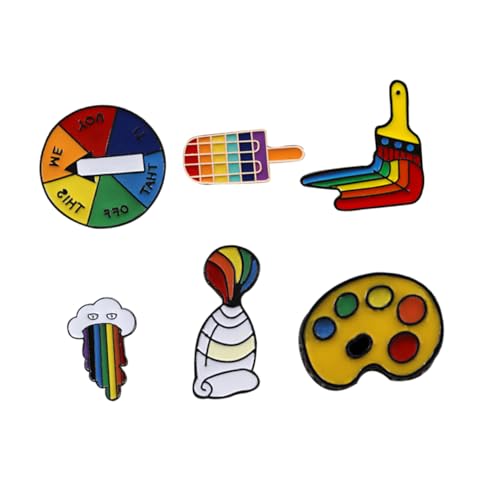 Ipetboom 1 Satz Teiliges Cartoon Broschen Witzige Broschen Für Kleidung Taschen Jeans Farben Pinsel Palette Drehteller Eiscreme Wolkenmuster 6 Stück von Ipetboom