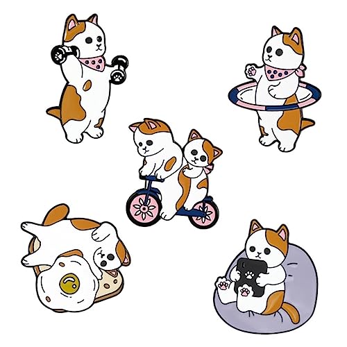 Ipetboom 5 Stücke Cartoon Kätzchen Brosche Legierung Abzeichen für Kleidung Rucksack Taschen Dekorative Tierbrosche für Damen von Ipetboom