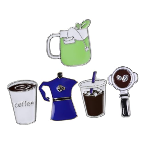 Ipetboom 5stücke Kaffee-anstecker Emaille Broschen-anstecker Kreative Brosche Für Kleidung Rucksack Tasche Hut Ästhetische Dekorative Anstecknadel von Ipetboom