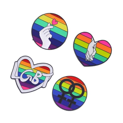 Ipetboom 4 Stück Regenbogen Broschen Abzeichen Bisexuell Anstecker Dekorative Pins Legierung für Kleidung Taschen Schals Pride Accessoire für Lgbtq Veranstaltungen von Ipetboom