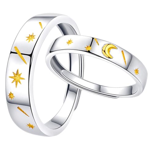 Ipetboom 1 Satz Verstellbare Partner Ringe Mit Stern Design Finger Ringe Für Valentinstag Oder Schmuck 2 Stück von Ipetboom