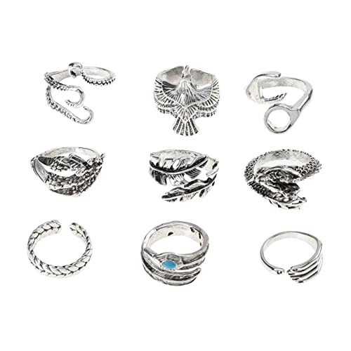 Ipetboom 1 Satz Vintage Tier Ringe Legierung Teiliges Verstellbare Fingerdekorationen Für Damen Herren Für Besondere Anlässe Langlebig 9 Stück von Ipetboom