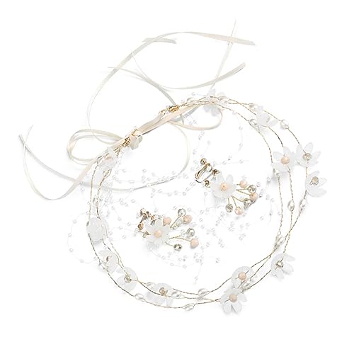 Ipetboom 1 Satz damenschmuck frauenschmuck girlanden hair accessories women blumenhaarkranz hochzeits haarschmuck kränze blumengirlande Perlen Zubehör Ohrring einstellen Braut Kopfbedeckung von Ipetboom