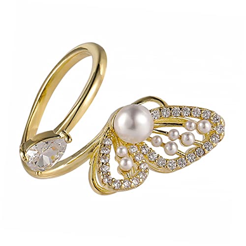 Ipetboom 1 Stück Chic Pearl Opening Ring für Damen Handdekoration Modischer Finger Ring für und Besondere Anlässe von Ipetboom