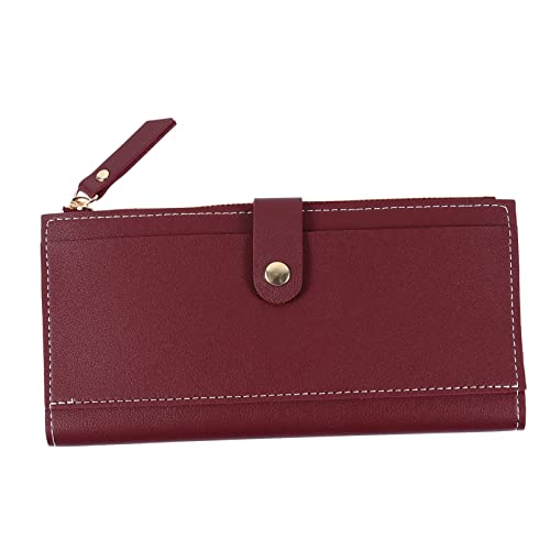 Ipetboom 1 Stück Damen Geldbörse mit Mehreren Fächern Eleganter PU Geldbeutel im Faltformat für Münzen Karten und Kleinigkeiten als Weinrot von Ipetboom
