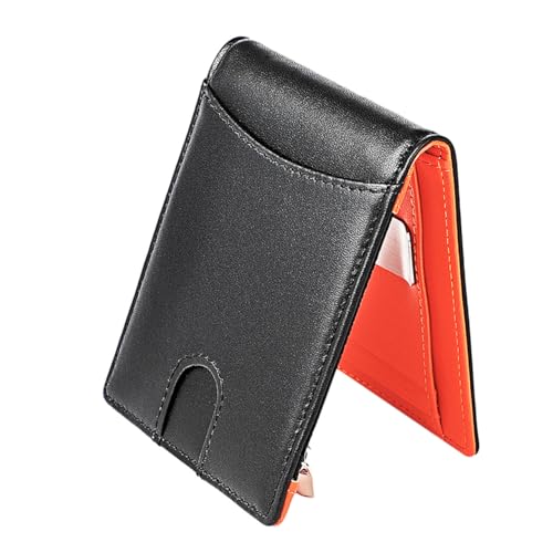 Ipetboom 1 Stück Echtleder Herren Geldbörse Ultrathin RFID Portemonnaie mit Münzfach Kartenfächern Clip für Männer für Täglichen Gebrauch Schule Freizeit von Ipetboom
