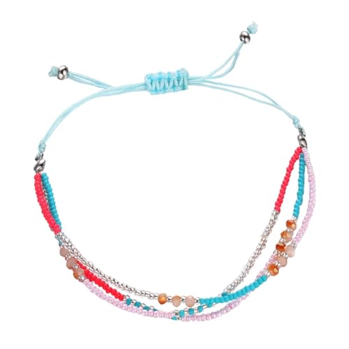 Ipetboom 1stücke Gestricktes Perlenarmband Quaste Armband Folk Style Fußkettchen Mehrschichtiges Damenarmband Bunte Perlen Für Damen von Ipetboom