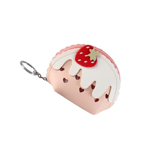 Ipetboom Erdbeer Münzbörse für Mädchen Kleiner Geldbörse mit Schlüsselanhänger PU Metall Reißverschluss Tragbare Erdbeer Tasche für Partys und Shopping von Ipetboom