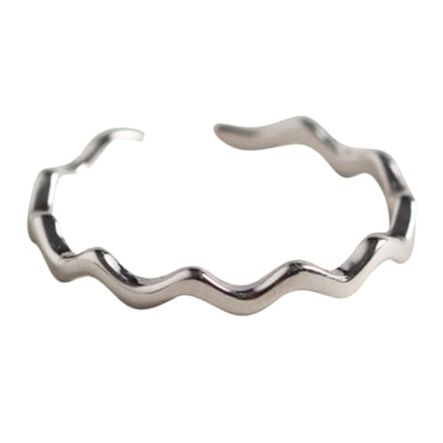 Ipetboom 1 Stück Minimalistischer Dünner Tail Ring Verstellbarer Silberring für Damen Eleganter Offener Ring im Wellenstil Mode Schmuck von Ipetboom