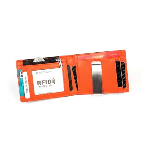 Ipetboom 1 Stück RFID Herren Geldbörse Ultrathin Business Portemonnaie Echtem mit Clip Münzfach Kartenhalter für Freunde Familie von Ipetboom