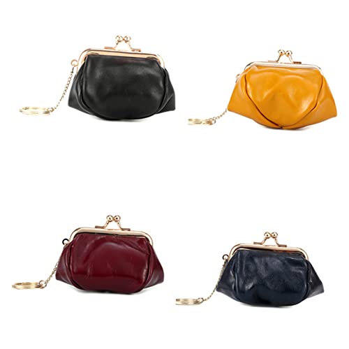 Ipetboom Münztasche Aus Rindsleder Geldbörse Für Damen Aufbewahrungsbox Für Münzen Und Bargeld Robustes Material Mit Wachsbeschichtung Praktischer Ring Für Bequemes Tragen von Ipetboom