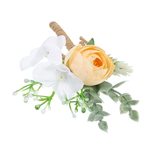 Ipetboom 1 Stück Simulierte Hochzeits-Corsage Brautblume Männer Hochzeit Ansteckblume Dekoration Grün Brautjungfer hochzeitsdeko künstliche Ansteckblume Hochzeitsblumen Seidenimitat Gelb von Ipetboom