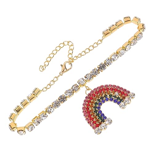 Ipetboom 1 Stück Strass Fußkettchen Charmantes Fußkettchen Fußschmuck Weibliches Fußkettchen Regenbogen Anhänger Fußkettchen Regenbogen Fußkette Glänzende Fußkette Strand von Ipetboom
