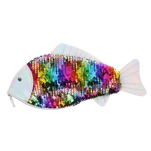 Ipetboom 1 Stück Stylische Clutch Fischform Glitzerhandtasche mit Reißverschluss Modisches Design für Damen für Partys Besondere Anlässe von Ipetboom