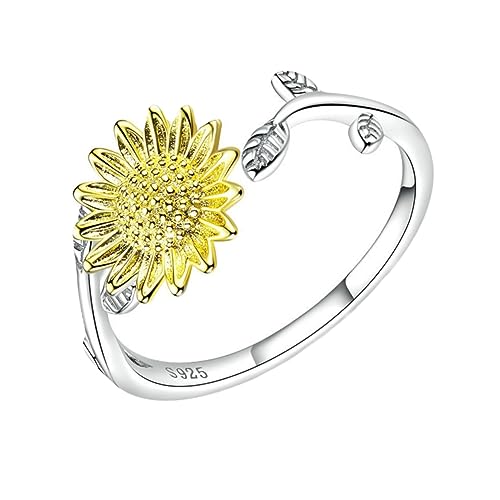 Ipetboom 1 Stück Verstellbarer Sonnenblumenring Silber für Frauen Eleganter Flexibler Schmuck für Hochzeiten Partys und Besondere Anlässe und von Ipetboom