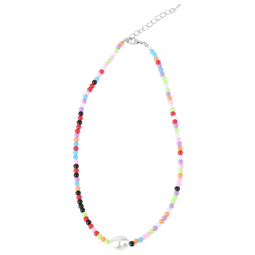 Ipetboom 1 Stück Vintage Perlenkette für Damen Nationalstil Farbenfrohe Kurze Halskette für Besondere Anlässe Strapazierfähigen Harzmaterialien Gefertigt von Ipetboom