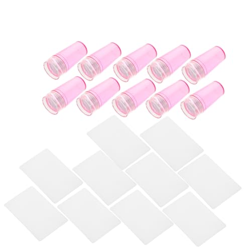 Ipetboom 10 Sätze Teiliges Transparenter Silikon Nagelstempel mit Abdeckungen und Schabern Jelly Stempel Werkzeug für Diy Maniküre und Nagelkunst im Salon Staubdicht von Ipetboom