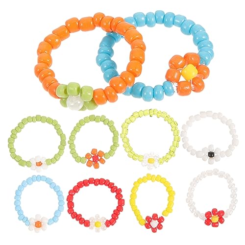 Ipetboom 10 Stück Bead Ringe für Teiliges mit Design Elastische Finger Ringe Perfekter Schmuck für Tägliches für Partys Anlässe von Ipetboom