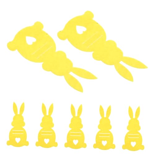 Ipetboom 10 Stück Hasenwechselhalter Silberbesteckhalter in Kaninchenform Ostern Geschirrdekoration Geschirrhalter in Hasenform Ostergeschirr Ärmel Hasenbesteckhalter Yellow Tuch von Ipetboom