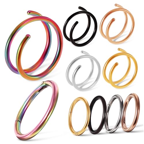 Ipetboom 10 Stück Nasenringe Damen Spiralförmig und Stil Hautfreundlich Nasenpiercings für Alltag und Party Geschenkidee für Frauen und Mädchen von Ipetboom