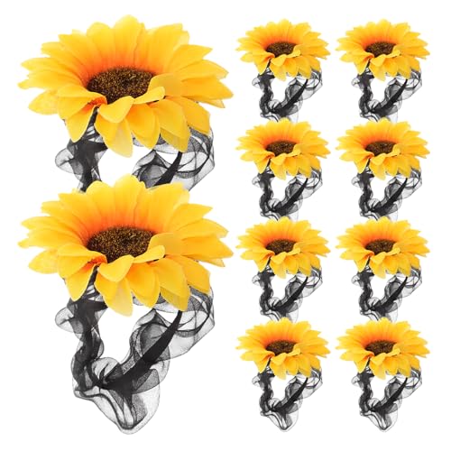 Ipetboom 10 Stück Sonnenblumen-Haargummis: Blumen-Gummibänder, ausgefallene Haarblumen, Stirnband, Ring, Haargummis, Pferdeschwanzhalter, dekorative Accessoires für Frauen und Mädchen von Ipetboom