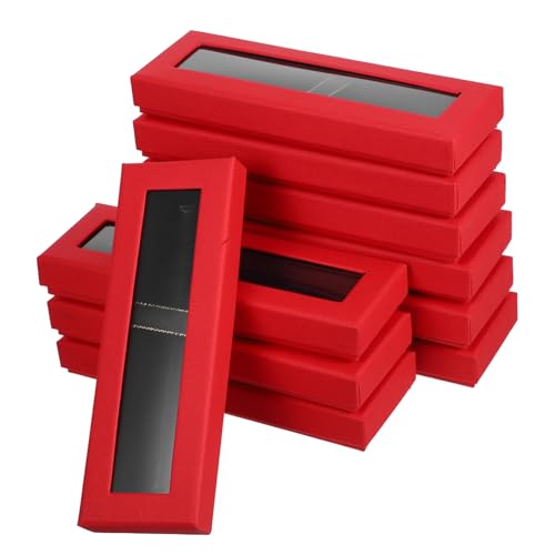 Ipetboom 10 Stück Stiftverpackung in Geschenkbox aufbewahrungsbox für stifte Stift-Organizer-Box Stift-Aufbewahrungsbox Stift Wraps durchsichtige Partybevorzugungsboxen klare Boxen PVC rot von Ipetboom