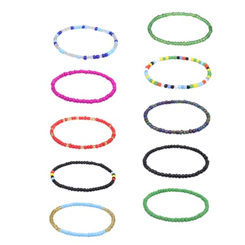 Ipetboom 10 Stück Teiliges Boho Fußkettchen für Damen Bunte Perlen Knöchelarmbänder Leichter Sommer Schmuck Vielseitig als Armband und Fußkette Handgefertigt und Langlebig von Ipetboom