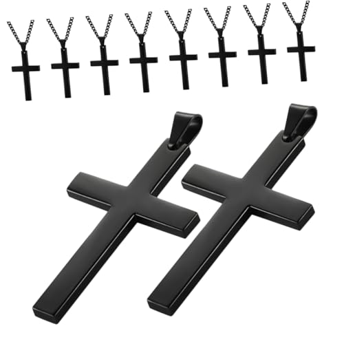 Ipetboom 10 Stück Teiliges Cross Pendant Titanstahl Schwarze Kreuzkette mit Gliederkette Leichter und Robuster Schmuck für Männer Frauen und Teens Moderner Religiöser Anhänger Vielseitiges von Ipetboom
