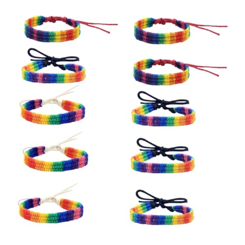 Ipetboom 10 Stück Teiliges DIY Regenbogen Armband Handgefertigte Geflochtene Knitting Bracelets Langlebige Vielseitige Wrist Chains für Damen und Herren Bunte Handgelenkschmuck von Ipetboom