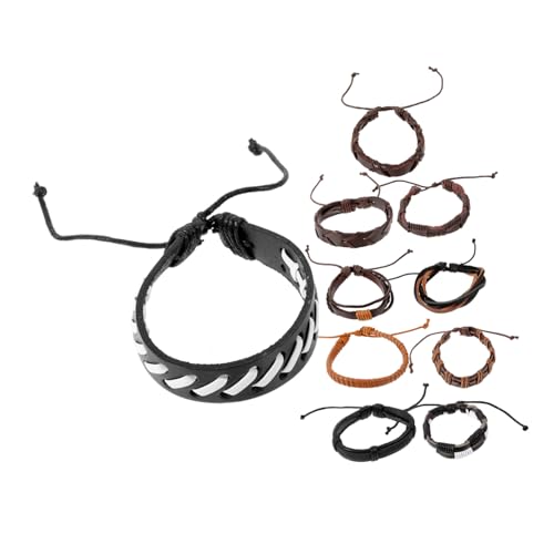 Ipetboom 10 Stück Teiliges Handgefertigter Geflochtener Lederarmbänder für Damen Herren Stilvolle Retro Armbänder für Besondere Menschen von Ipetboom