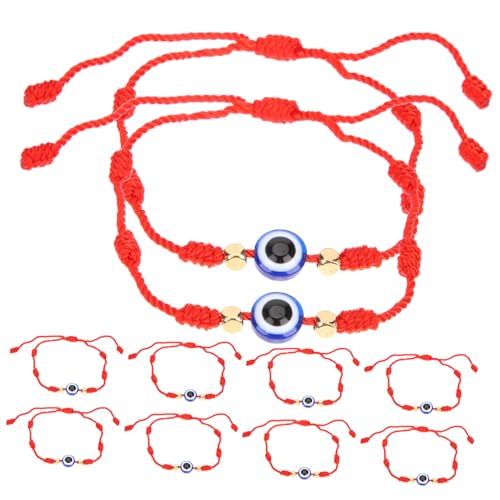Ipetboom 10 Stück Teiliges Handgefertigtes Rotes String Armband mit Blauem Evil Eye Charm Verstellbares Glücksarmband für Damen Leichter Schutzschmuck für Alltag Party und von Ipetboom