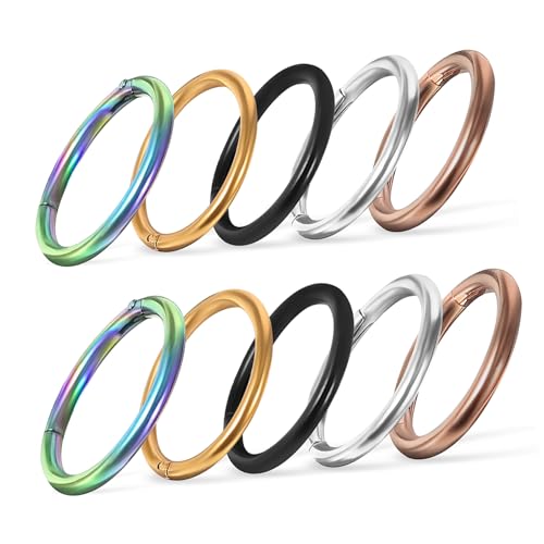 Ipetboom 10 Stück Teiliges Nasenring aus Edelstahl Bunte Damen Ringe Modische Nasenpiercing Schmuck Vielseitig Tragbar für Ohrknorpel und Nase Komfortabel Dekorativ von Ipetboom