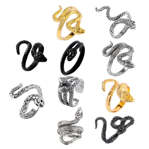 Ipetboom 10 Stück Teiliges Punk Schlangenring aus Hochwertiger Legierung Langlebig und Leicht Modisch Dekorative Herren Fingerringe Komfortabel und Rostfrei Vielseitig für Studenten und von Ipetboom