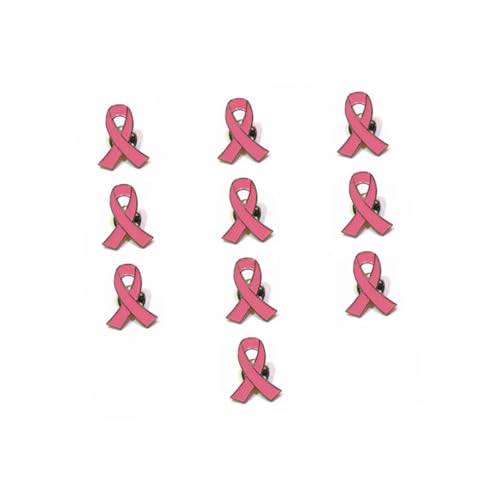 Ipetboom 10 Stück Teiliges Ribbon Brustkrebs Awareness Broschen aus Elegantem Metall Anstecknadeln für Damen und Mädchen Modische Badge Schmuck für Kleidung Geschenkidee zu Hochzeit und von Ipetboom