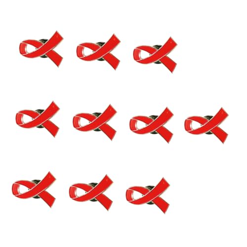 Ipetboom 10 Stück Teiliges Roter Band Broschen aus Eisen Kreative Anstecknadeln für Damen Leichte Brustkrebs Bewusstseinsnadeln Modische Schmuckpins für Kleidung Taschen und Hüte von Ipetboom