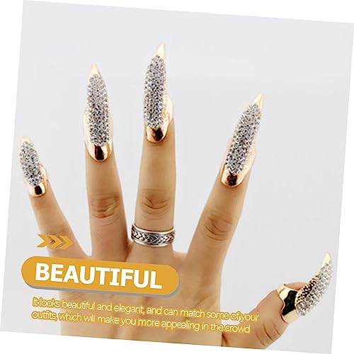 Ipetboom 10 Stück Teiliges Vintage Retro Krallenring Goldfarbene Fingerring Claws mit Funkelnden Strasssteinen Robustes Legierungsmaterial Auffälliger Gothic Punk Schmuck für Herren und von Ipetboom