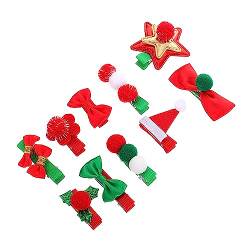 Ipetboom 10 Stück Teiliges Weihnachts Haarspangen mit Schleifen und Sternen Bunte Festliche Haarschmuck für Mädchen und Frauen für Weihnachtsfeiern und Winterferien von Ipetboom