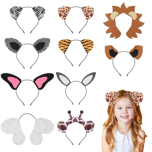 Ipetboom 10stücke Tierhaarband Kostüm Kopfschmuck Party Requisiten Karneval Stirnbänder Mit Tierohren Für Festival Kostümparty Bühnenauftritte von Ipetboom