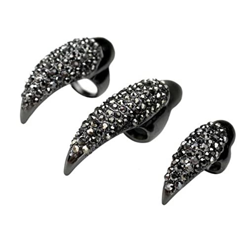 Ipetboom Gothic Krallenring Fingerring Mit Künstlichen Nagelkrallen 10 Stück 3 Größen (schwarz) Haltbare Hartlegierung Unisex Für Cosplay Und Halloween von Ipetboom