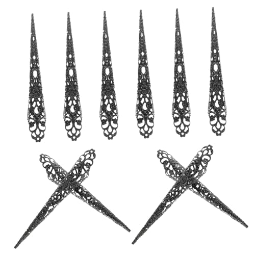 Ipetboom 10st Party Kleid Kostüm Fingerspitze Klaue Fingerknöchelschützer Finger Zubehör Nagelringe Für Frauen Fingerknöchelklaue Fingernagelklauenringe Nagelkrallen Fingerklaue Eisen Black von Ipetboom