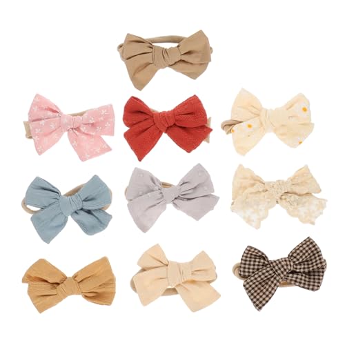 Ipetboom 10st Stirnband Neugeborene Bowknot Kopfbedeckung Baby Headband Baby Haarschleife Baby Schleifen Haarband Baby Haarband Kleinkind Pferdeschwanz Käsetuch Aus Reiner Baumwolle Handtyp von Ipetboom