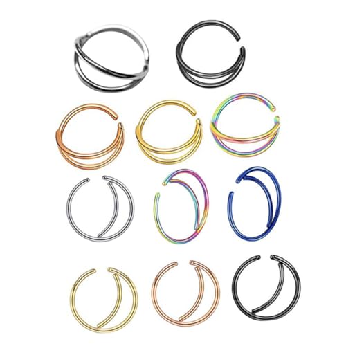 Ipetboom 11 Stück Teiliges Edelstahl Mond Nasenring Modische Nasenclips und Stilvolle Damen Nasenpiercing Schmuckstücke Vielseitig für Alltag und Partys Geeignet von Ipetboom