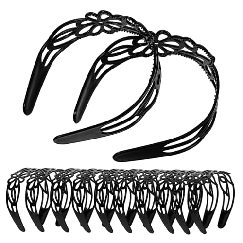 Ipetboom 12 Breite Blumen Stirnbänder Schwarze Retro Stirnbänder Mit Blumendesign Für – Breite Haarreifen Mit Hohlmuster Für Brautfestivals Und Lässiges Styling von Ipetboom